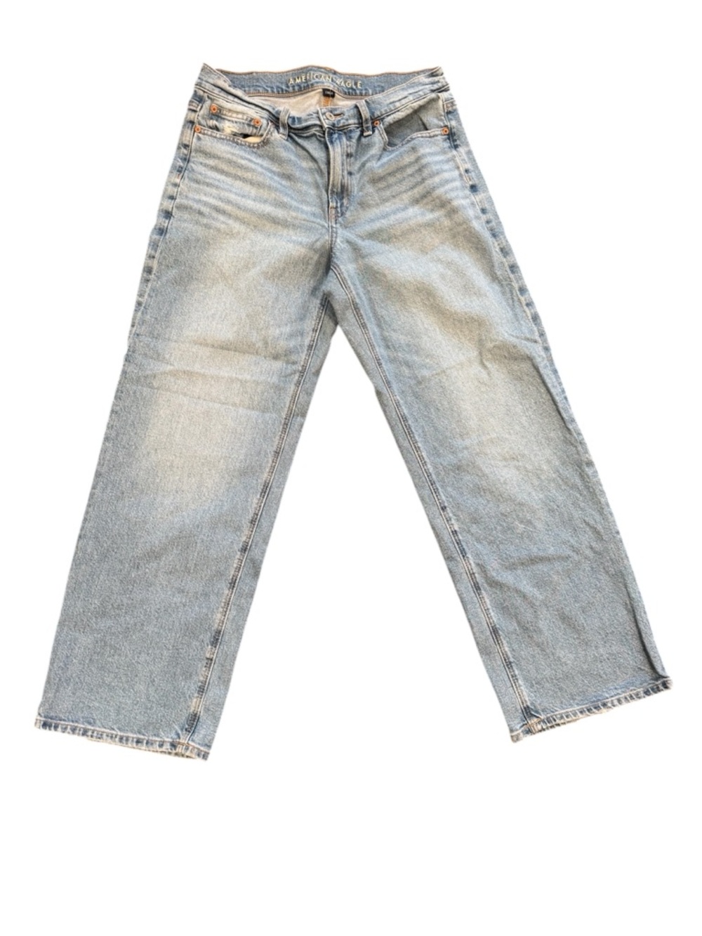 American Eagle Stovepipe Strigid Mid Rise Wide Leg Jeans Blue Womens 6 Reg